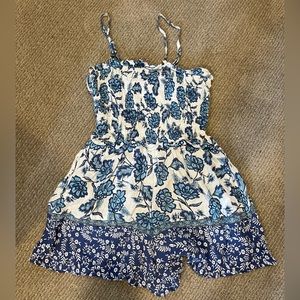 Jessica Simpson Blue and White Tube Top Romper